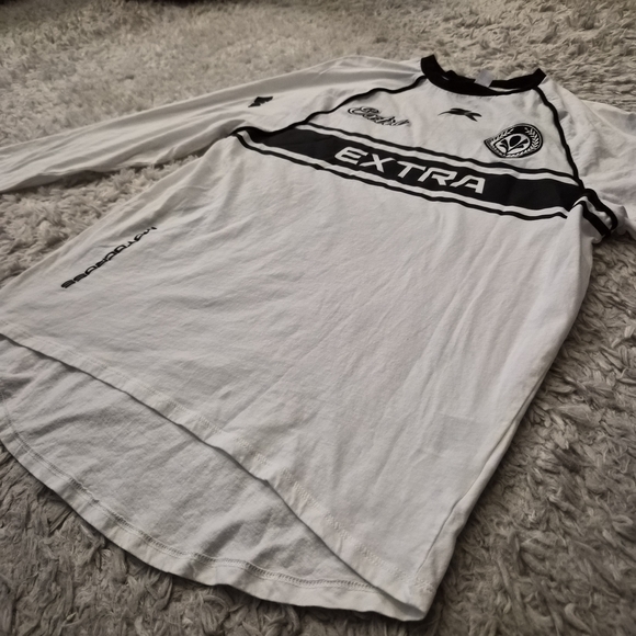 ☆5/$15☆H&M Divided “EXTRA” Racing Long Sleeve Shirt | White & Black | XS - Picture 3 of 16